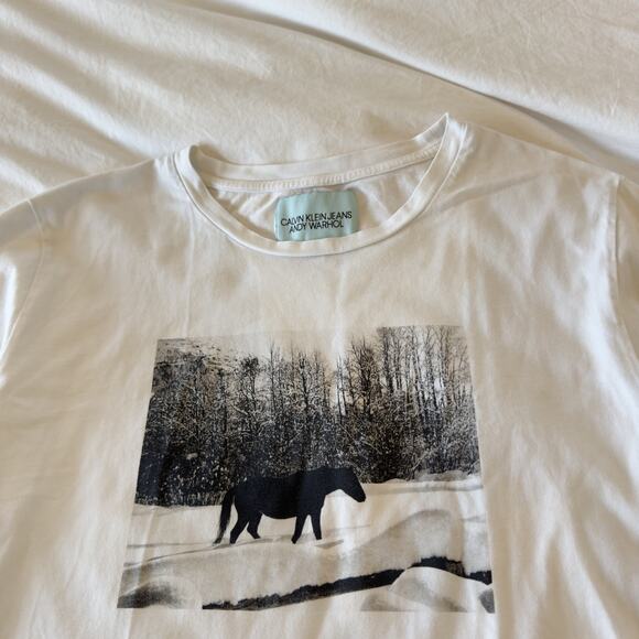 Calvin Klein x Andy Warhol Horse Graphic T-Shirt White Size XL Limited Edition - Picture 2 of 5